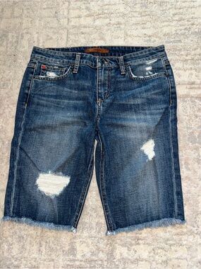 Joe's Jeans Dark Blue Distressed Denim Bermuda Shorts
